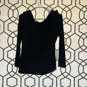 Prettywear Black Cowl Neck Long Sleeve Top Size XL